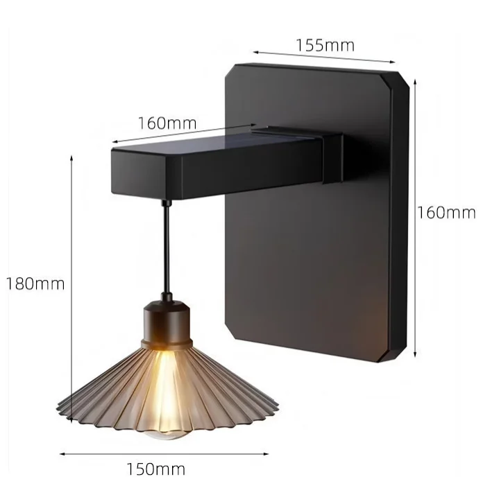 Outdoor Lighting Waterproof - Zonne-energie buitenwandlamp retro licht schaduw binnenplaats