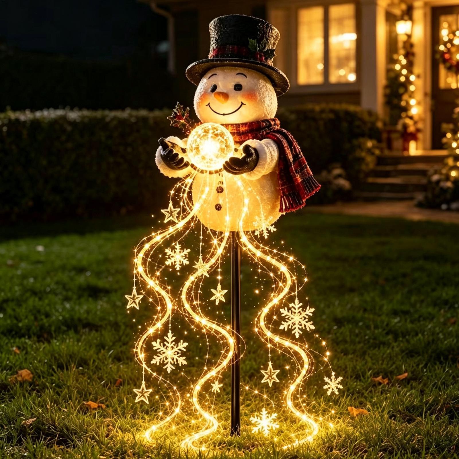 Outdoor Lighting Pathway - Kerstpadverlichting 60cm Solar Sneeuwpop Staanderlichtslinger Waterdichte